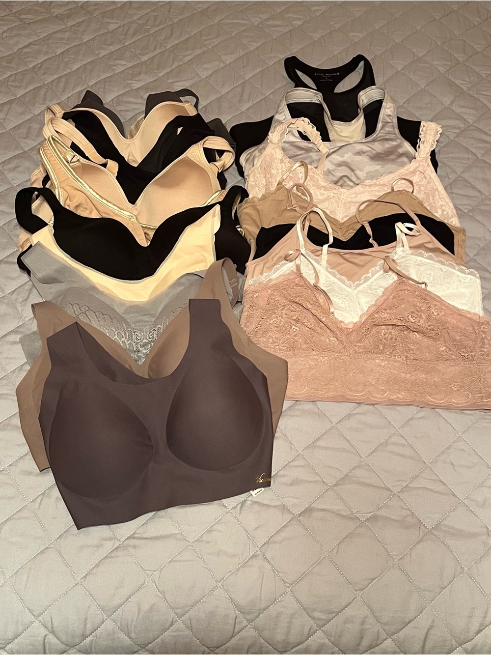 Victoria's Secret Mixed Neutral Bras – Black, Beige, Cream & Brown Set